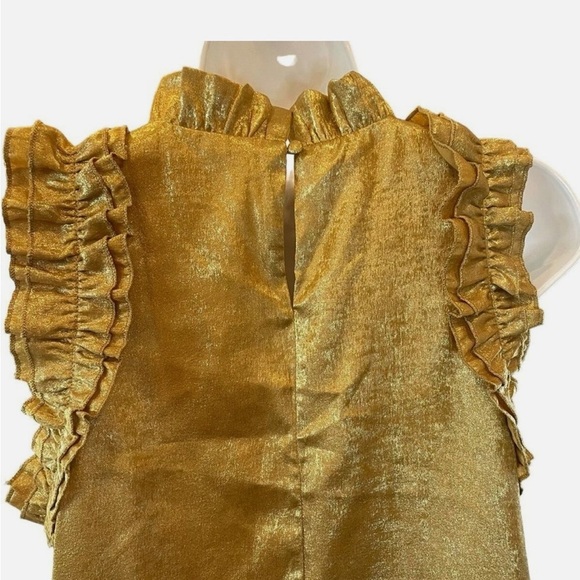 Metallic Gold TCEC Mini Cocktail Dress With Ruffles Women's Size Large - Picture 5 of 10